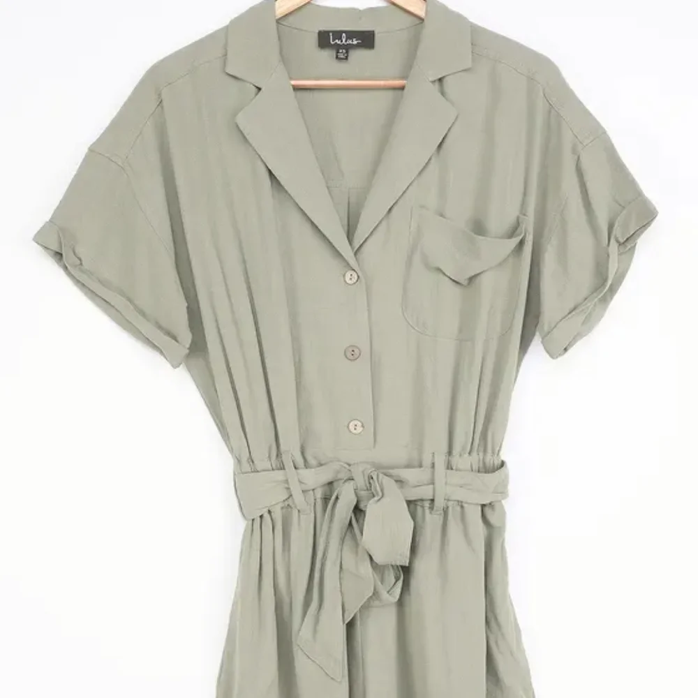 Sage Green Button-Up Romper - Picture 5 of 6